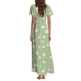 thumbnail image 5 of Women's Elegant Flutter Sleeve Dress Floral Chiffon Maxi Dress Flowy Wedding Guest Dress for Spring 2025 Green S, 5 of 5