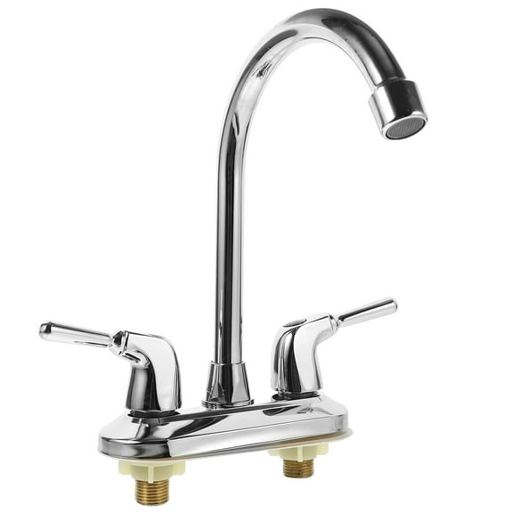AURARMLET Silver Dual Handle Utility Sink Faucet with Flexible Rotation and Hot Cold Water Control for Home Use 2Hole Installation