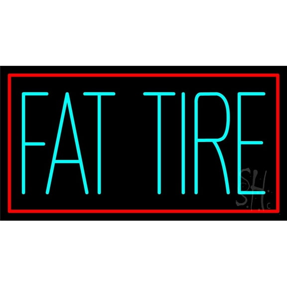 Fat Tire Red Border LED Neon Sign 13 x 24 - inches, Clear Edge Cut Acrylic Backing, with Dimmer - Bright and Premium built indoor LED Neon Sign for automotive store, and mall.