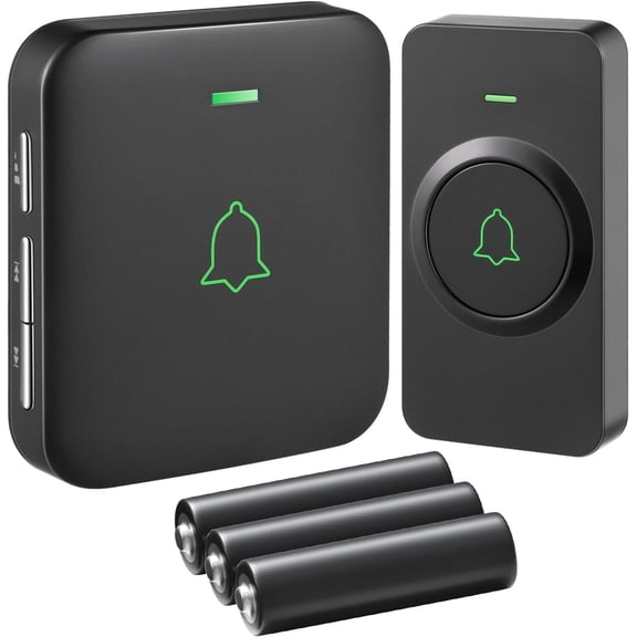 Wireless Door Bell, BA-11 Waterproof Battery Operated Chime Operating at 1000 Feet, Portable Door Chime kit with 52 Melodies, 5 Volume Levels, and CD Quality Sound