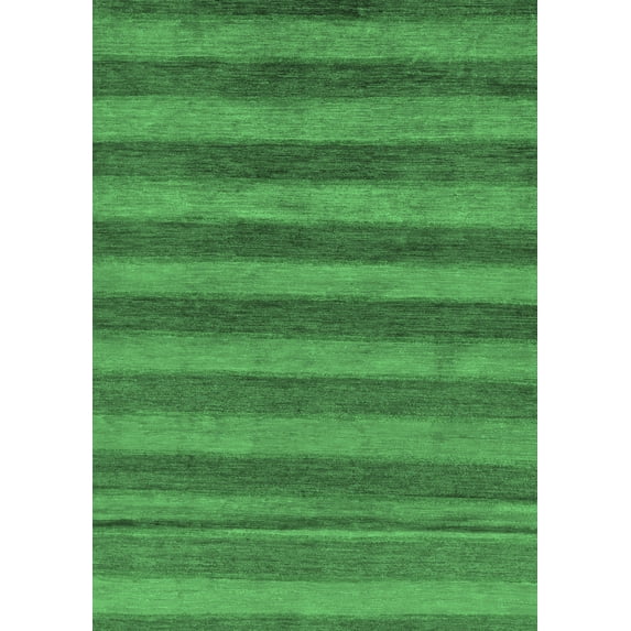 Ahgly Company Indoor Rectangle Abstract Emerald Green Modern Area Rugs, 7' x 10'