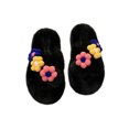thumbnail image 3 of Woobling Ladies Slide Sandals Flat Plush Slipper Slip On Fuzzy Slippers Home Non-slip Open Toe Fluffy Slides Black 6.5, 3 of 6