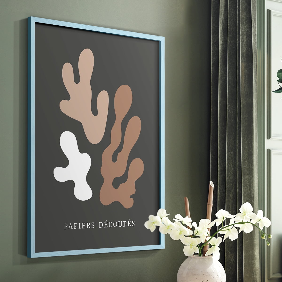Matisse CDV in Blue Solid Wood Framed Print No Nail Hanging