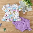 thumbnail image 2 of Fesfesfes Newborn Infant Baby Girls Ice Cream Heart T shirt Tops Shorts Outfits Set, 2 of 5