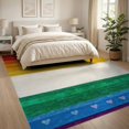 thumbnail image 3 of ODIKA 8'x10' Washable Area Rug Doormat Motif Door Symmetrical Welcome Frame Striped Bold for Dining Room, Large Office, Lounge, Non-Slip Chair-Friendly Mat, 3 of 7
