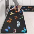 thumbnail image 2 of Kitchen Rugs Sets Of 2,Black Blue Orange Butterfly Pattern Anti Fatigue Kitchen Mat Rugs Non Slip Washable,Decorative Kitchen Floor Mats for Kitchen,Sink,Laundry,17"x47"+17"x47", 2 of 5