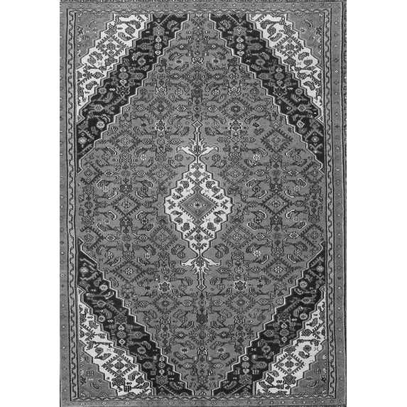 Ahgly Company Indoor Rectangle Medallion Gray Traditional Area Rugs, 5' x 7'