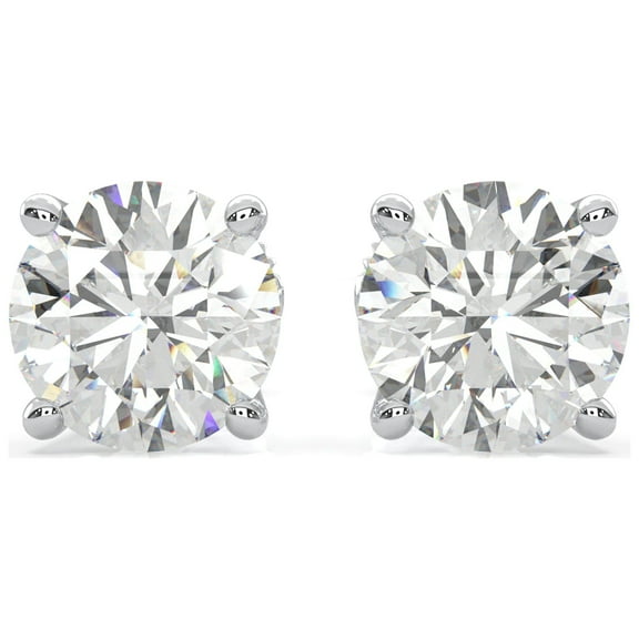 Moissanite Stud Earrings, 0.3ct-4.00ct DF Color Brilliant Round Cut Lab Created Diamond Earrings 18K White Gold Plated Silver Screw Backs for Women Men