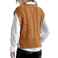 thumbnail image 3 of Women V Neck Sweater Vest Sleeveless Knit Solid Casual Ribbed Preppy Pullover Tops, 3 of 5