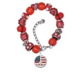 thumbnail image 2 of Delight Jewelry Silvertone Large Peace Sign with USA Flag Red Paw Print Bead Bracelet, 7"+2", 2 of 4