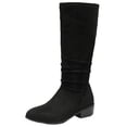 thumbnail image 2 of EKVAHL Women's Knee High Boots, Non‑Slip Faux Suede Slouch Tall Boots, Low Block Heel Wide Calf Walking Boots Black, 2 of 5
