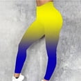 thumbnail image 2 of ABATAB Yoga Leggings for Women Printed Stretchy High Waist Skinny Gym Workout Pants Comfy Slimming Running Athletic Tight Pants(X-Large,Yellow), 2 of 5