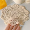 thumbnail image 4 of Dessous de 10 Napperon Fait à la Main au Crochet Tricoté Dentelle Rond Coton Napperons de Table Lot de 4, 4 of 7
