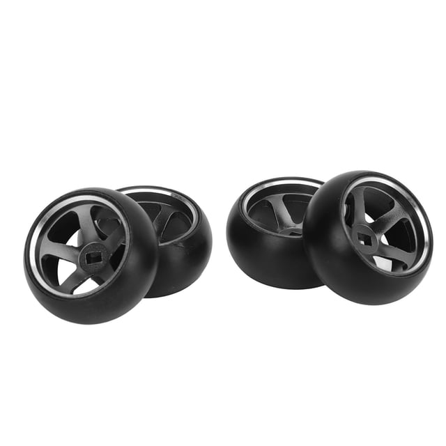 Pneu de Drift à 5 Rayons, Pneus de Voiture RC Drift Forte Amortissement Conduite Stable 4 Pcs Résistant à l'Usure Alliage d'Aluminium Lisse pour Voiture RC 1/28 pour Course Bleu, Rouge, Noir, Titane