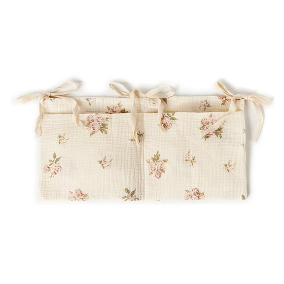 FEAMOS Baby Storage Bag Hangings Organize Baby Bedside Storage Bag with 2 Pocket Lightweight Bag for Diapers Pacifiers & More