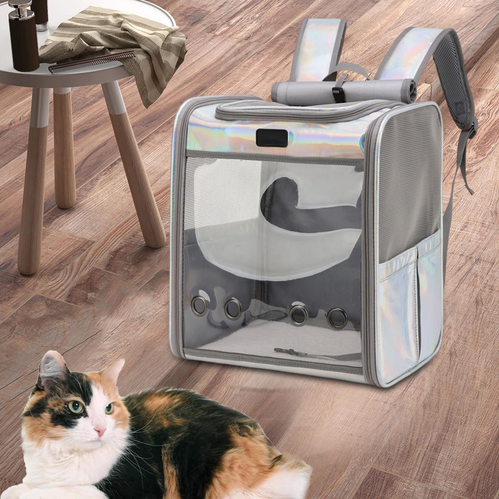 Fzaqwen Portable Cat Carrier Backpack, Travel Bag Adjustable Shoulder Strap Clear Window Colorful