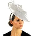 thumbnail image 3 of C.C Cocktail Sinamay Fascinator Headband Feather & Flower Design -White, 3 of 4