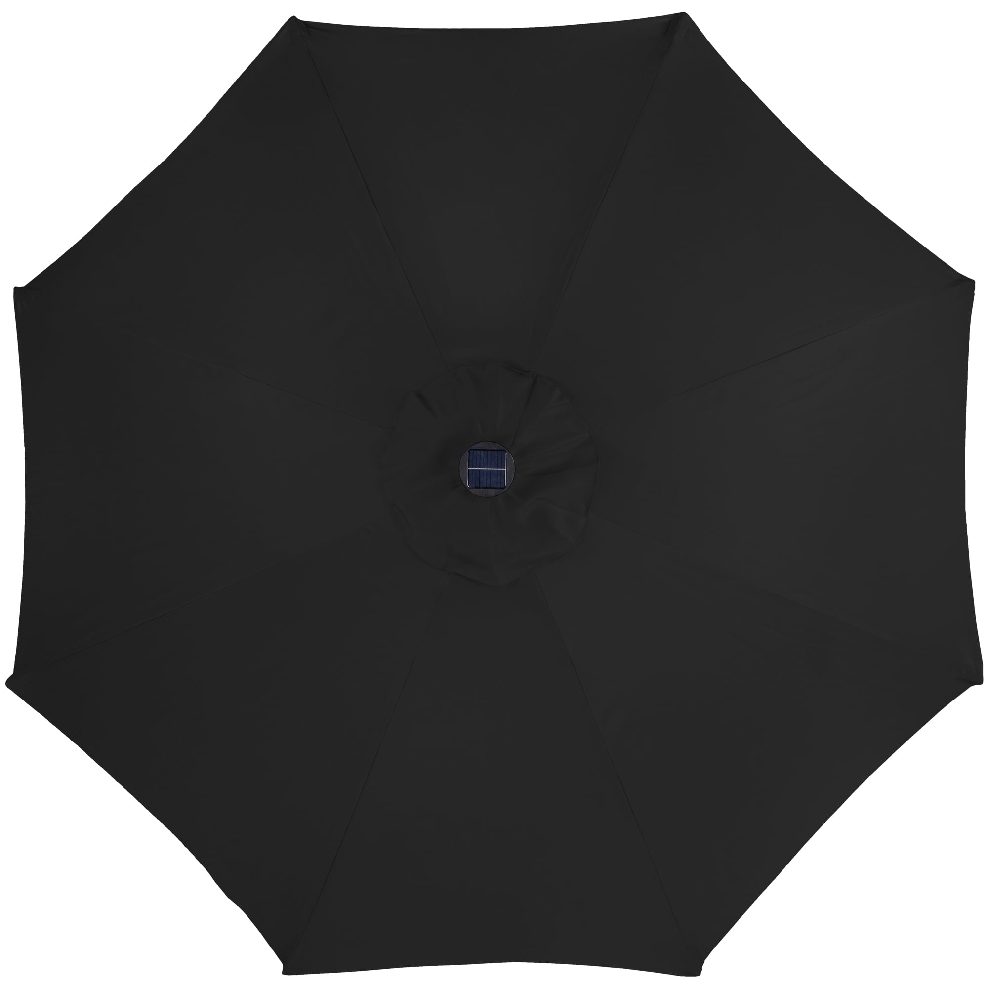 Northlight 9ft Solar Lighted Outdoor Patio Market Umbrella with Hand Crank and Tilt, Black