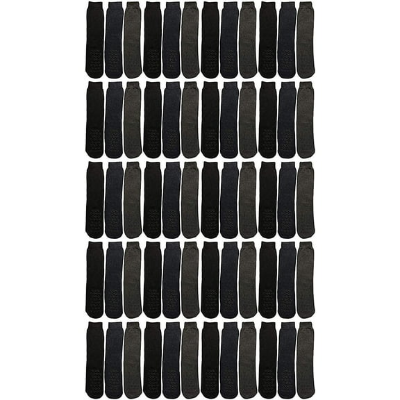 60 Pairs Of SOCKS'NBULK Men's Gripper Tube Socks, Grippy Hospital Socks in Bulk for Men, Wholesale