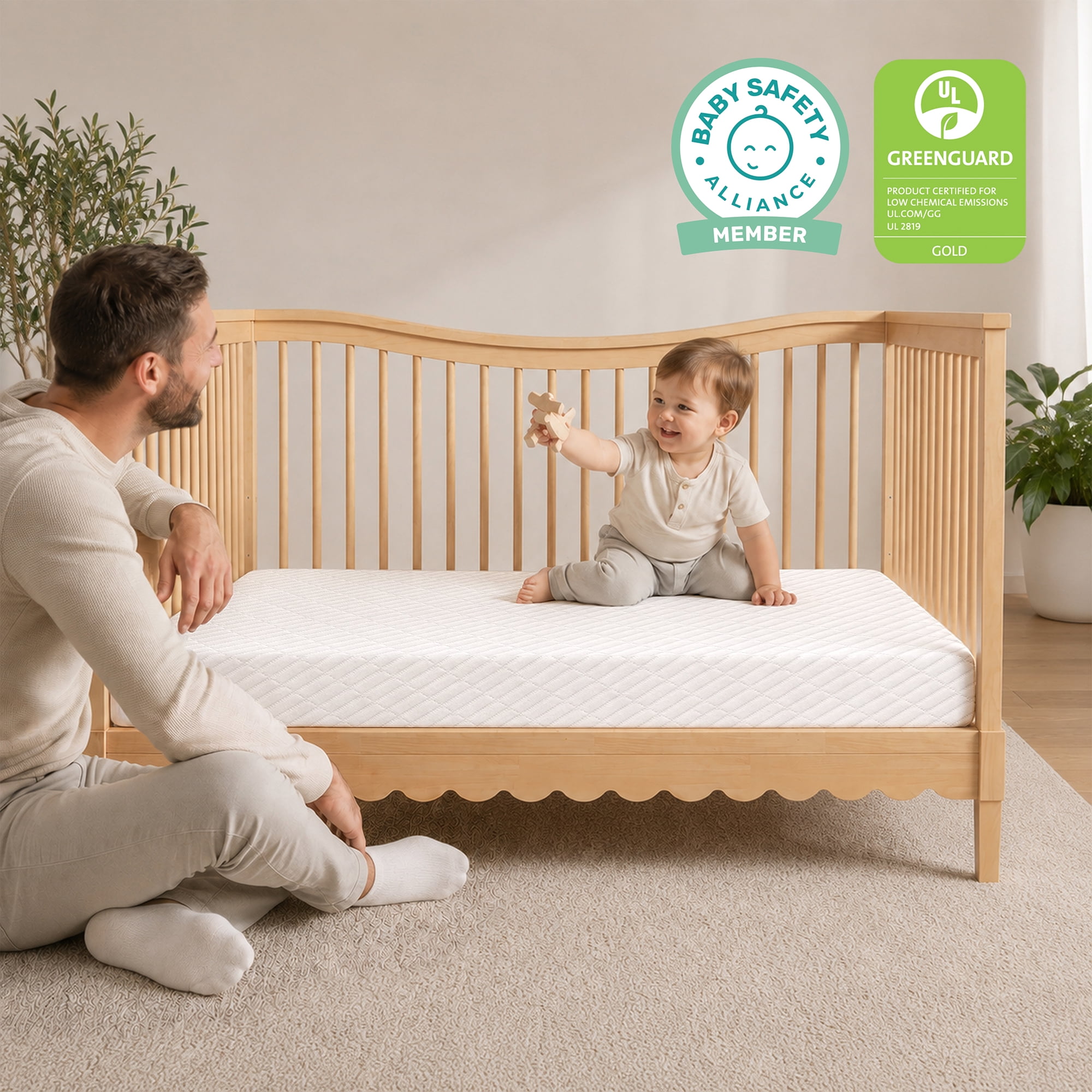 Dream On Me Baby Swan 5" Premium Full-Size Crib & Toddler Mattress, GREENGUARD Gold & BSA Certified, Water-Resistant, Machine Washable Cover