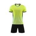 thumbnail image 6 of SGFCWSX Mens Soccer Set 2 Piece Striped V Neck Quick Dry Short Sleeve Shirt and Shorts Football Training Athletic Outfit Green Size 3XL, 6 of 9