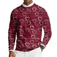 thumbnail image 2 of yuCgh Men's Heart Print Ribbed Knit Long Sleeve Pullover, Round Neck Casual Sweater for Valentine's Day, Comfort Fit Soft Fabric Relaxed Style,Vermilion S, 2 of 7