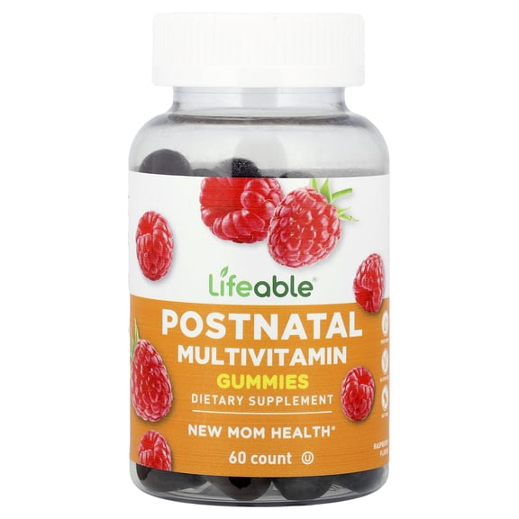 Lifeable Postnatal Multivitamin Gummies, Raspberry, 60 Gummies