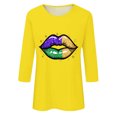 thumbnail image 4 of YUGYXL Womens Trendy Mardi Gras 3/4 Sleeve Tshirts Casual Fancy Printed Cozy Shirts Summer Crew Neck Lightweight Tunic Tees Carnival Theme Party Tops Sales, 4 of 5
