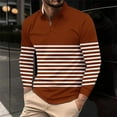 thumbnail image 2 of Xzbqbs Mens Casual Long Sleeve Polo Shirt Quarter Zip Slim Fit Lightweight Pullover Striped Printed Lapel Tops Summer Shirts, 2 of 5