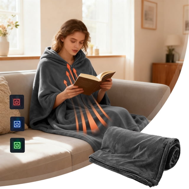 Comfort El Ectric Heated Blanket Throw 8 Z One Heated Throw Blanket With 3 Temperature Le Vels USB Charging & Double Blankets For Home Or Travel