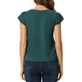 thumbnail image 4 of MODA NOVA Juniors Solid V Neck Cap Short Sleeves Work Blouse, 4 of 7