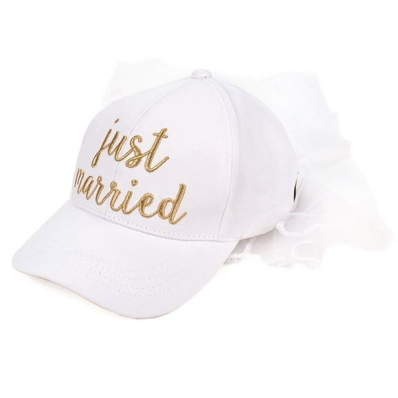 CC Just Married Bridal Veil Cap for Women