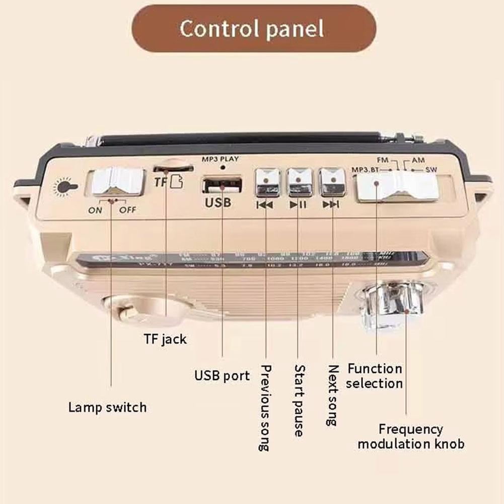 Solar Hand Crank Emergency Radio with Bluetooth Speaker, Portable AM SW Weather Radio, Flashlight, Phone Charger, Waterproof for Outdoor Survival