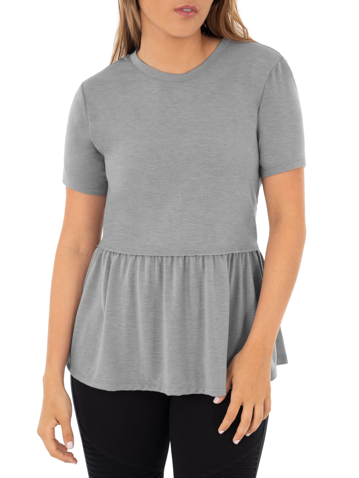 Wright's Womens Short Sleeve Peplum Waist Top