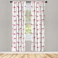 thumbnail image 5 of Ambesonne Flamingo Window Curtains, Tropic Birds and Spots, Each 28" W x 84" L, Hot Pink Blush, 5 of 5