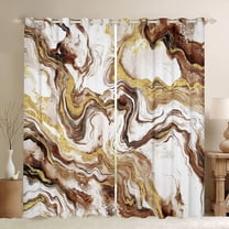 Castle Fairy Gradient Abstract Marble Black Out Curtains for Teens Boys Girls,Brown White Golden Curtains Pack Of 2 (42X63 Each),Marbling Watercolor Bedroom Curtains,Ultra Soft Home Decor