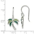 thumbnail image 2 of 925 Sterling Silver Polished Shepherd hook Light Dark Green Crystal Palm Tree Earrings 28x15mm Wide Dangle Earring for W, 2 of 2