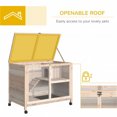 thumbnail image 4 of Rabbit Hutch with 2-floor，Rabbit House with Urine Baffle Leak proof Tray,Guinea Pigs Cage with Four Wheels for Indoor Outdoor,Natural, 4 of 5