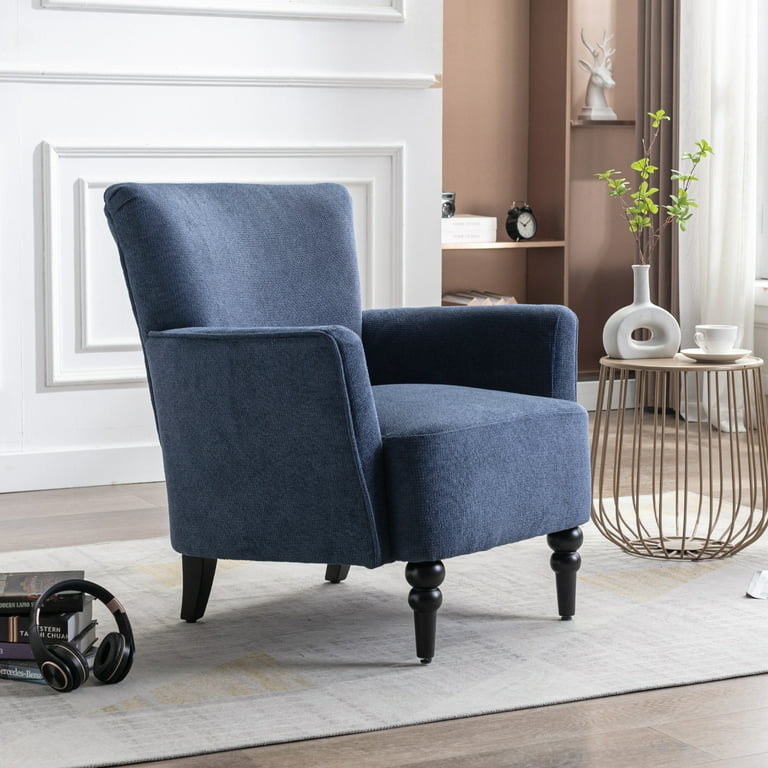 GEZEN Modern Accent Reading Chair with Arms Fabric Upholstered Armchair with Solid Wood Leg Single Reading Sofa with Stright Back for Living Room