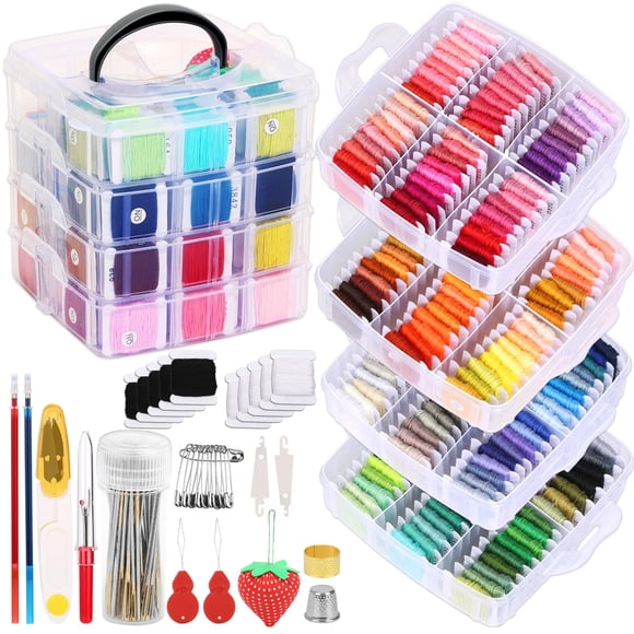 Kit de hilo para bordar PAXCOO, 276 unidades, con caja de almacenamiento