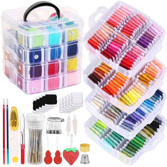 Kit de hilo para bordar PAXCOO, 276 unidades, con caja de almacenamiento