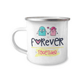 thumbnail image 1 of Forever Together, Valentines Day Coffee Mug, Lovers, Couple Mug, Husband, wife, Mug-12 oz Stainless Steel Enamel Finish White Camper Coffee Mug, 1 of 2