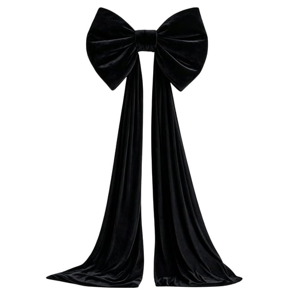 Bow Tree Topper, Oversized Double-Layer Fabric Bow With Long Tails for Gifts, Bridal Showers and Event Decor
