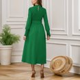 thumbnail image 3 of Gibobby Vestido de manga larga Vestido de longitud media elegante con cuello levantado y corte entallado de color liso para mujer(Verde,G), 3 of 5