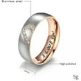 thumbnail image 2 of Rose Gold/Black Heart CZ Stainless Steel Silver 'I LOVE YOU' Couple Ring Sz 5-12, 2 of 7