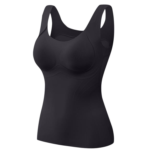 RXIRUCGD Haut Chaud Chauffant pour Femmes, Mode, Uni, à Encolure Ronde, avec Coussinet de Poitrine ( Noir, Taille : 2TG )