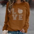 thumbnail image 2 of Mujeres Casual Manga completa Cuello redondo Tops Camisas sueltas Blusa Pullover Sudadera con estampado brillante Pompotops FGAJ3561, 2 of 5