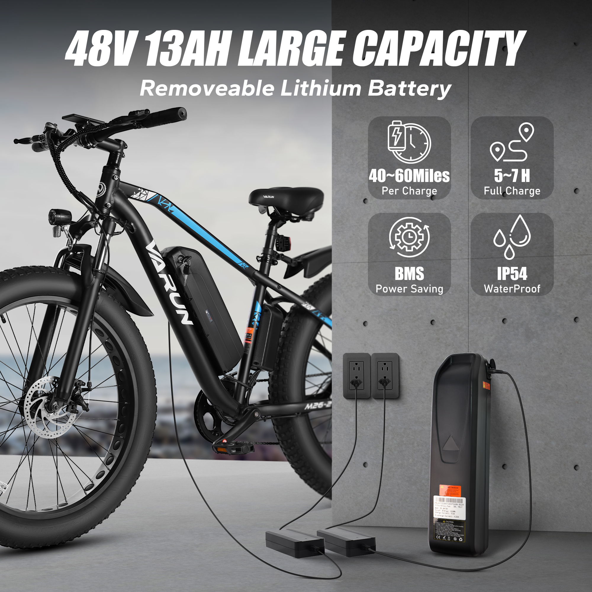 AIRWEST E Bikes - Peak 750W Ebikes for Adults - Fat Tire Electric Bike Up to 25MPH 60+ Miles with 48V 13AH Removable Battery - 26" Electric Mountain Bike Features 7-Speed, Lockable Suspension