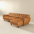 thumbnail image 2 of Allison Right-Facing Tan Leather Sectional Sofa - Mid-Century Modern 3-Seater, Spacious 113" Design for Living Rooms & Lounges, Comfortable & Durable Upholstery, 2 of 14