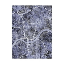 Trademark Fine Art 'Cincinnati Ohio City Map Blue' Canvas Art by Michael Tompsett
